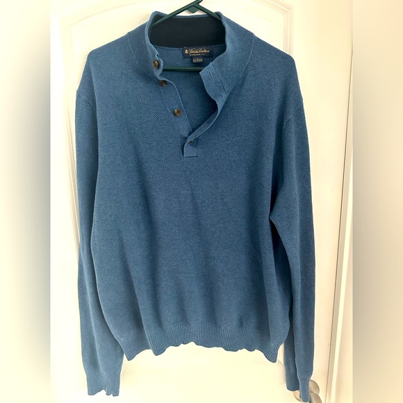 Brooks Brothers 3 Button Mock Neck Sweater — Blue Large - Picture 2 of 3